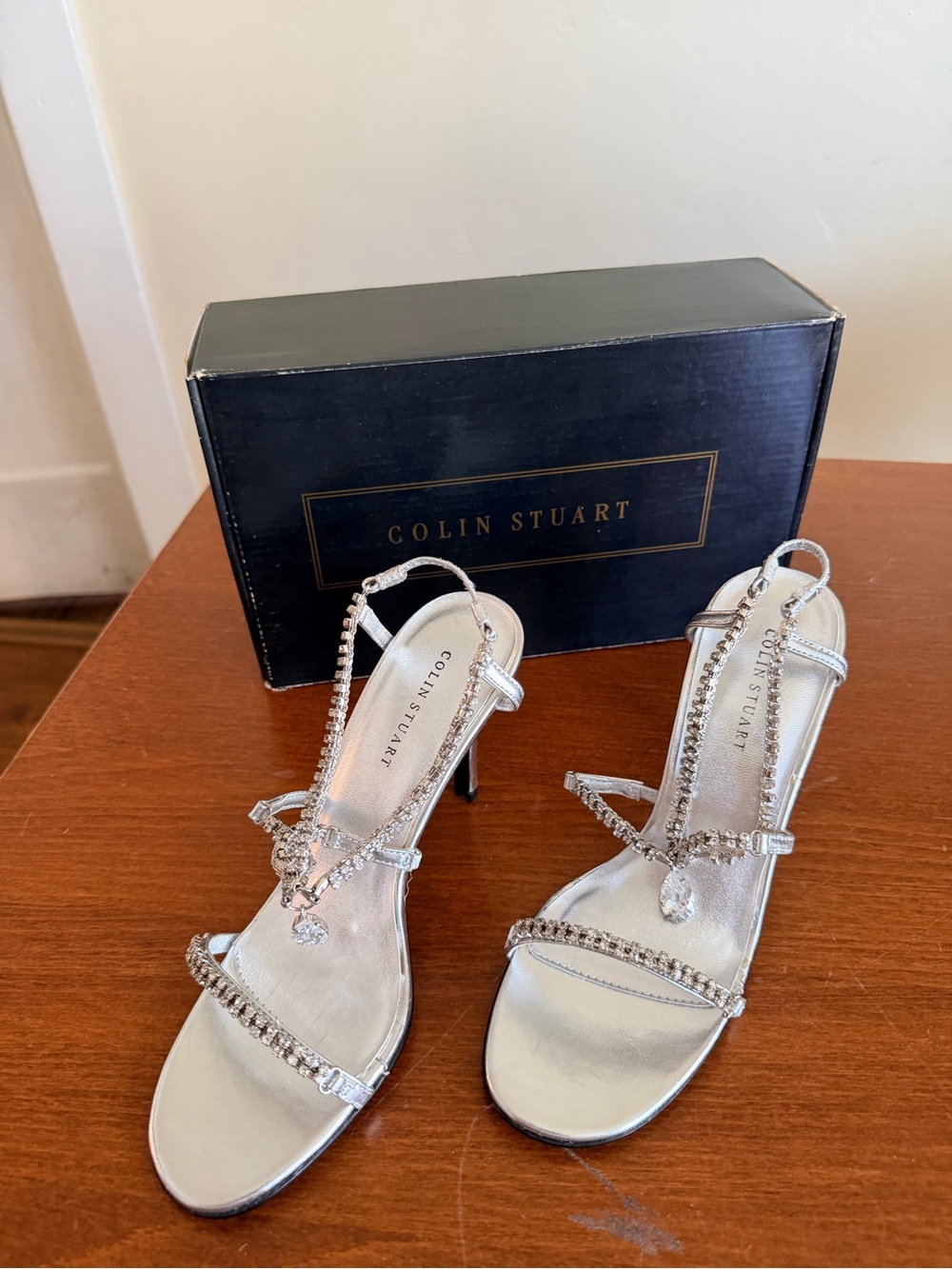 Y2K Victoria’s Secret Colin Stuart Rhinestone Drop Silver Heels 7 2003
